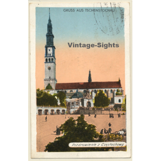 Tschentstochau / Schlesien: Breslau Kreuzburg Kattowitz Bahnpost (Vintage PC 1946)