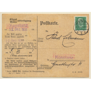 Konstanz: Eilgut Abfertigung - Fahrrad (Vintage PC 1931)
