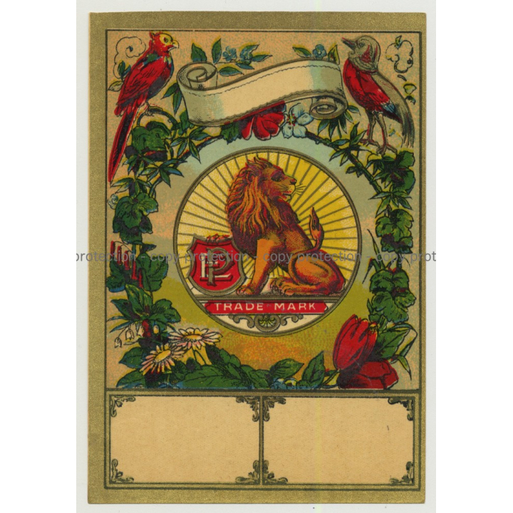 Lion & Birds (Vintage Chromo Litho Label ~1910/1920s)