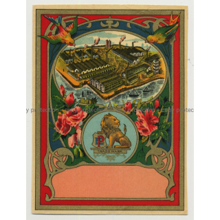 Factory EP Trademark / Lion (Vintage Chromo Litho Label ~1910/1920s)