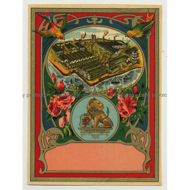 Factory EP Trademark / Lion (Vintage Chromo Litho Label ~1910/1920s)