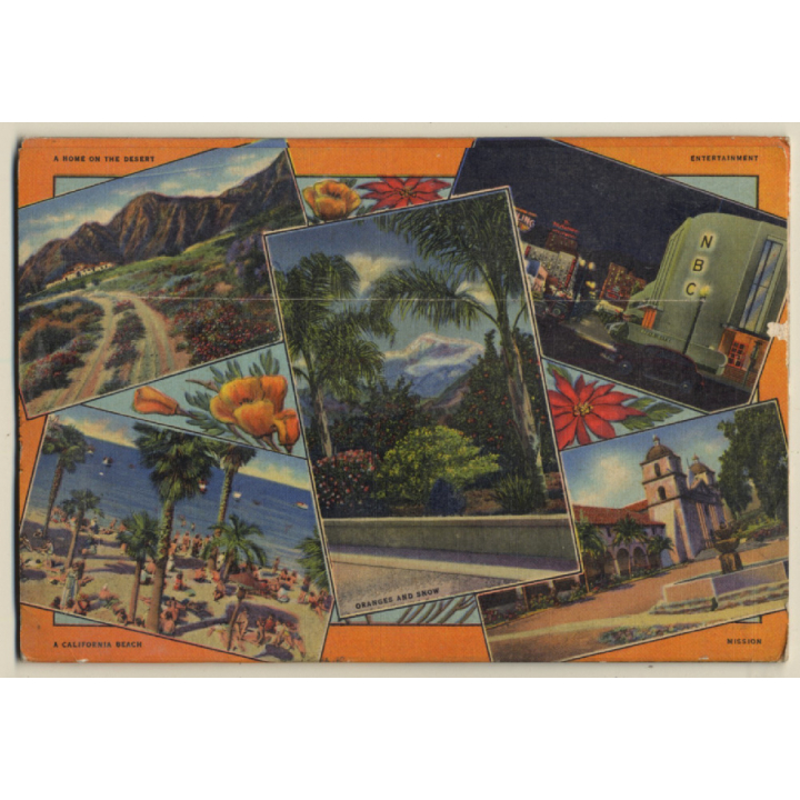 California / USA: The Golden State (Vintage Leporello PC ~1940s)