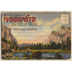 USA: Scenic Gems Of Yosemite National Park (Vintage Leporello PC ~1940s)