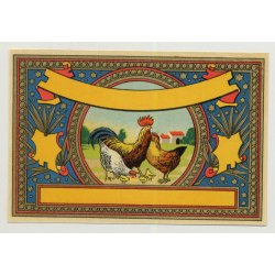 Rooster, Chickens & Chicks (Vintage Chromo Litho Label ~1910/1920s)