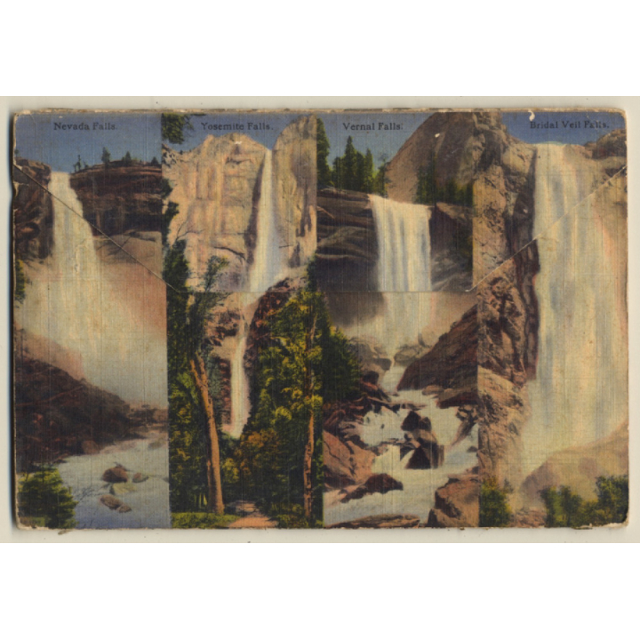 USA: Scenic Gems Of Yosemite National Park (Vintage Leporello PC ~1940s)
