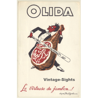 Paul Igert: Olida - Le Virtuose Du Jambon (Vintage Advertising Blotter ~1940s/1950s)