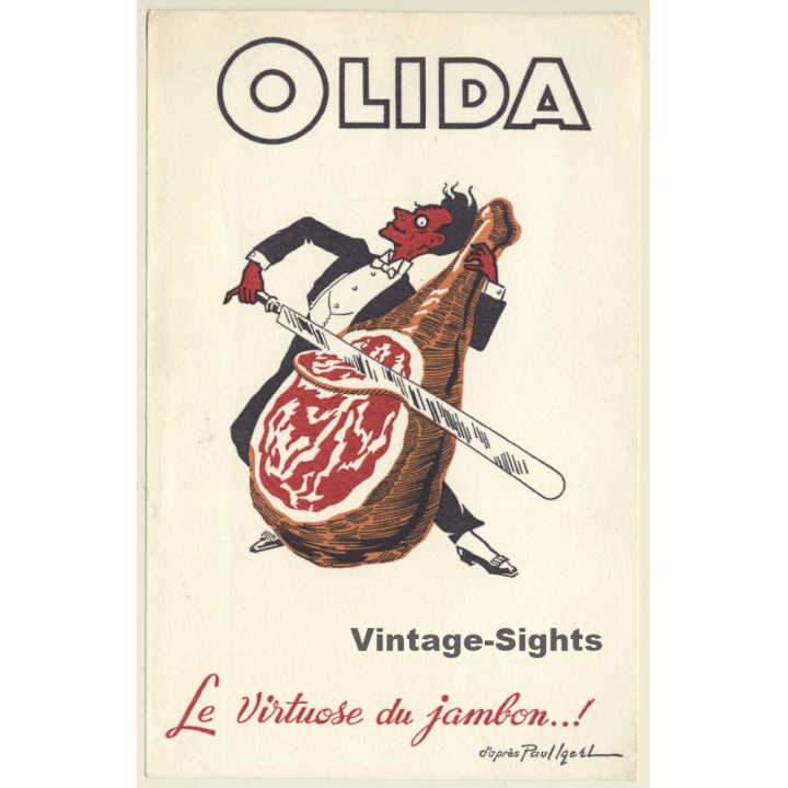 Paul Igert: Olida - Le Virtuose Du Jambon (Vintage Advertising Blotter ~1940s/1950s)