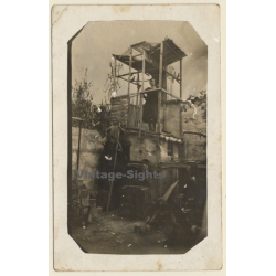 Spain: 2 Females & Boy On Dovecote Tower (Vintage RPPC ~1910s)