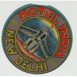 Hotel India - New Delhi / India (Vintage Luggage Label)