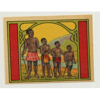 Goup Of Indigenous People (Vintage Chromo Litho Label ~1910/1920s)