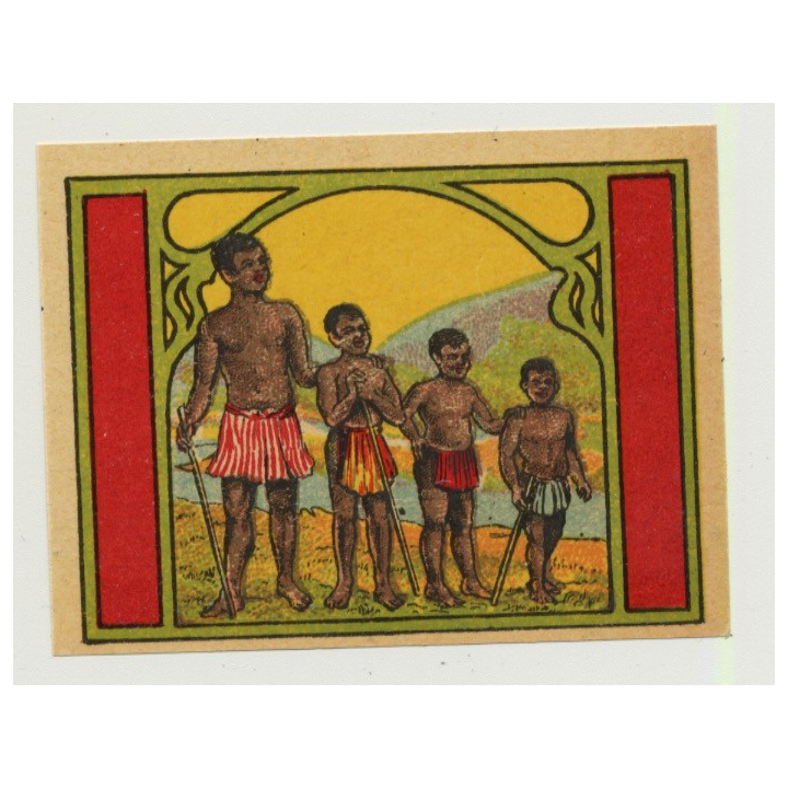 Goup Of Indigenous People (Vintage Chromo Litho Label ~1910/1920s)