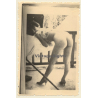 Rear View: Cheeky Semi Nude Bends Over / Bare Butt (2nd Gen. Photo 1960s)