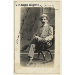 Habana: Cool Portrait Of Stylish Dandy / Fashion (Vintage RPPC 1905)