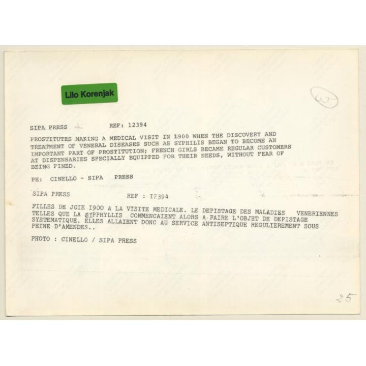 Prostitutes Making A Medical Visit / Service Antiseptic ~1900s (Press Reprint Photo)