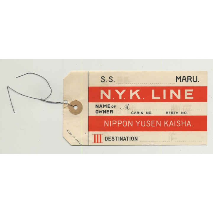 Nippon Yusen Kaisha N.Y.K. Line (Vintage Shipping Line Luggage Tag)