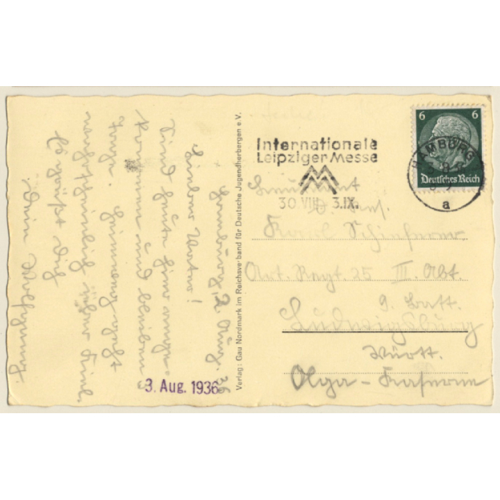 Schwimmende Groß Jugendherberge Hein Godewind / Sailing Ship (Vintage RPPC 1936)