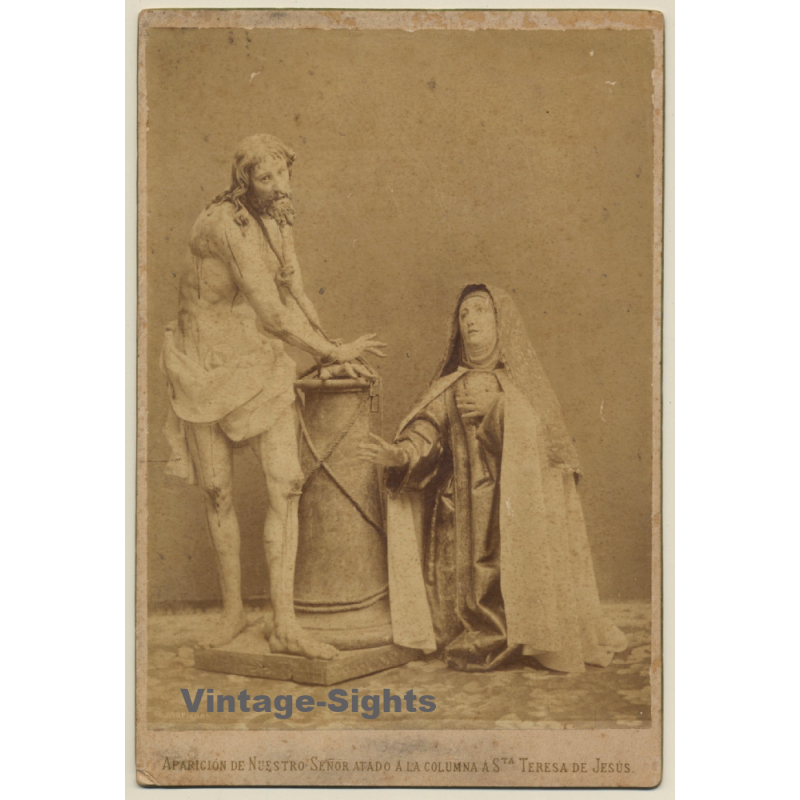 Aparicion De Nuestro Señor Atado A La Columna A Sta. Teresa De Jesus (Vintage Albumen Print ~1890s/1900s)