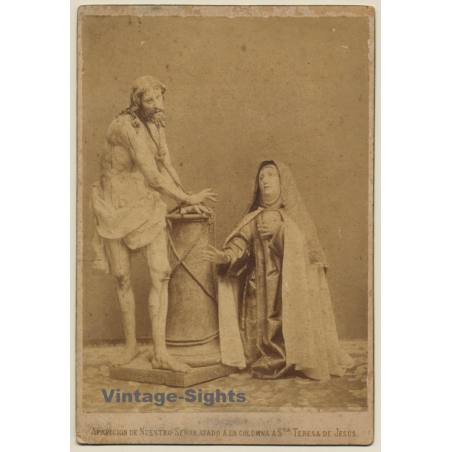Aparicion De Nuestro Señor Atado A La Columna A Sta. Teresa De Jesus (Vintage Albumen Print ~1890s/1900s)