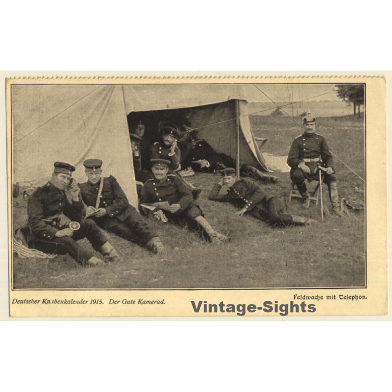 Feldwache Mit Telephon / Deutscher Knabenkalender 1915 (Vintage PC)