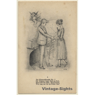 Am Klappenschranke No.2 / Fernsprech-Handvermittlungseinrichtung (Vintage Artist PC 1910s)