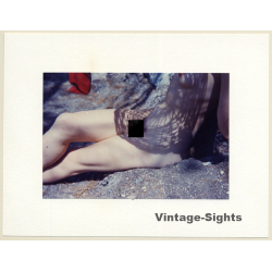 R.Folco: Artistic Nude Study - Woman Under Beach Umbrella (Vintage Photo France 1980s)
