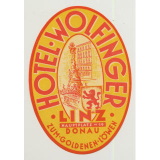Hotel Wolfinger - Linz / Austria (Vintage Luggage Label)
