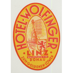 Hotel Wolfinger - Linz / Austria (Vintage Luggage Label)