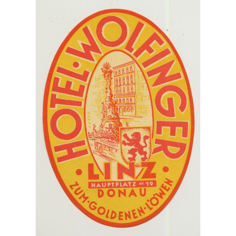 Hotel Wolfinger - Linz / Austria (Vintage Luggage Label)