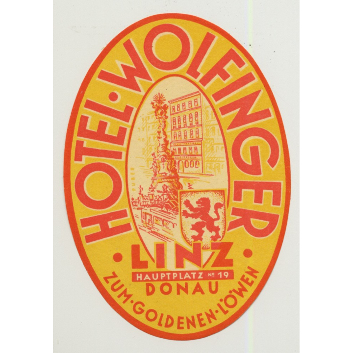 Hotel Wolfinger - Linz / Austria (Vintage Luggage Label)