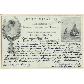 Koningin Wilhelmina - Jubileumjaar 1898 / Queen Wilhemina (Vintage PC)