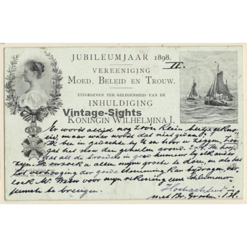 Koningin Wilhelmina - Jubileumjaar 1898 / Queen Wilhemina (Vintage PC)