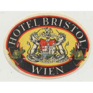 Hotel Bristol - Wien (Vienna) / Austria (Vintage Luggage Label 5.4 x 4 CM)