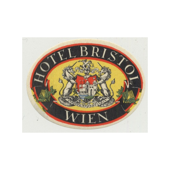 Hotel Bristol - Wien (Vienna) / Austria (Vintage Luggage Label 5.4 x 4 CM)