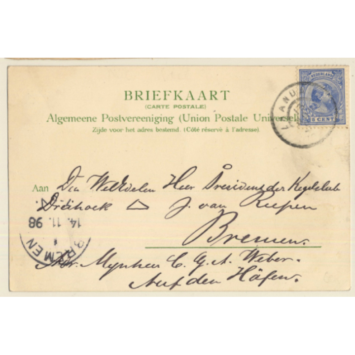 Queen Wilhelmina - Ter Herinnering Aan Het Kroningsjaar (Vintage Litho PC 1898)