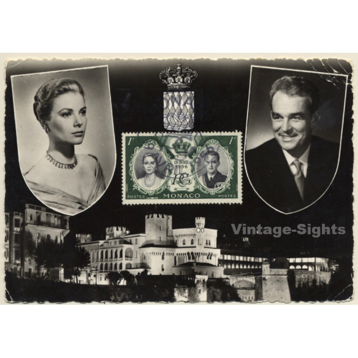 Monaco: Wedding Prince Rainier & Princess Grace Kelly (Vintage RPPC 1959)