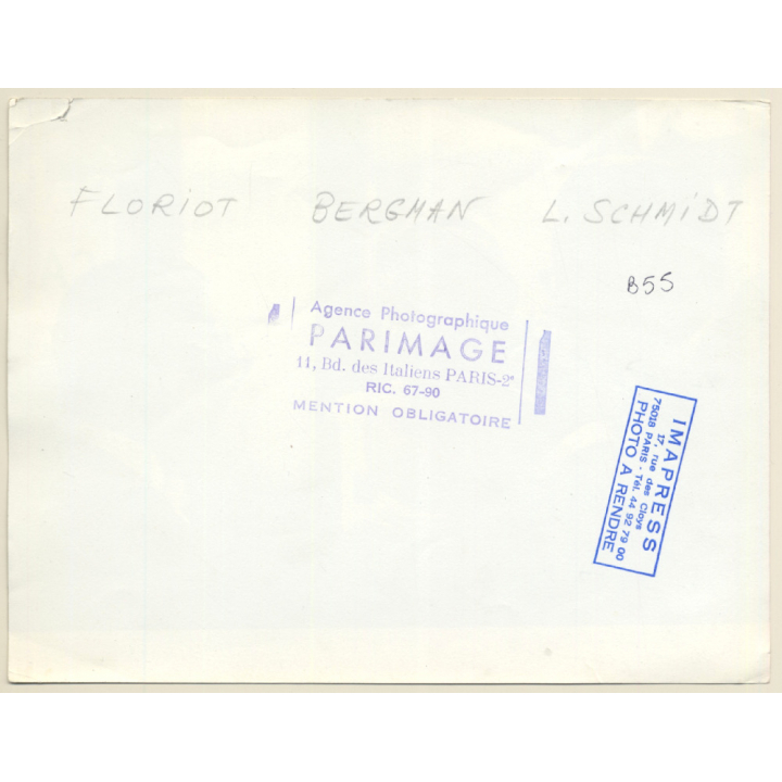 Milan: Ingrid Bergman, Rene Floriot & Lars Schmidt (Vintage Press Photo 1959)