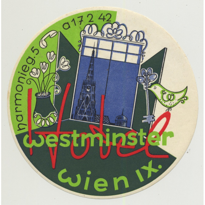 Hotel Westminster - Wien (Vienna) / Austria (Vintage Luggage Label)