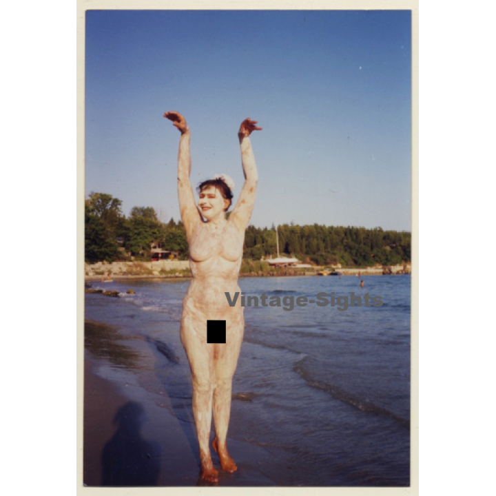 Nude Female On Baltic Sea Beach Covered In Mud (Vintage Photo GDR ~1980s)