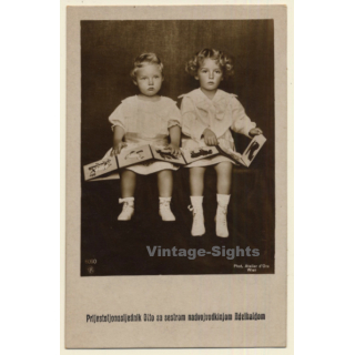 Crown Prince Otto & His Sister Archduchess Adelheid (Vintage RPPC 1910s)