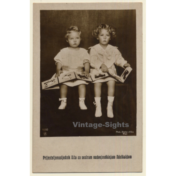 Crown Prince Otto & His Sister Archduchess Adelheid (Vintage RPPC 1910s)