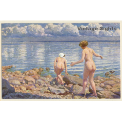 Paul Fischer: Surfbathing / Nudes On Seashore (Vintage PC ~1910s/1920s)
