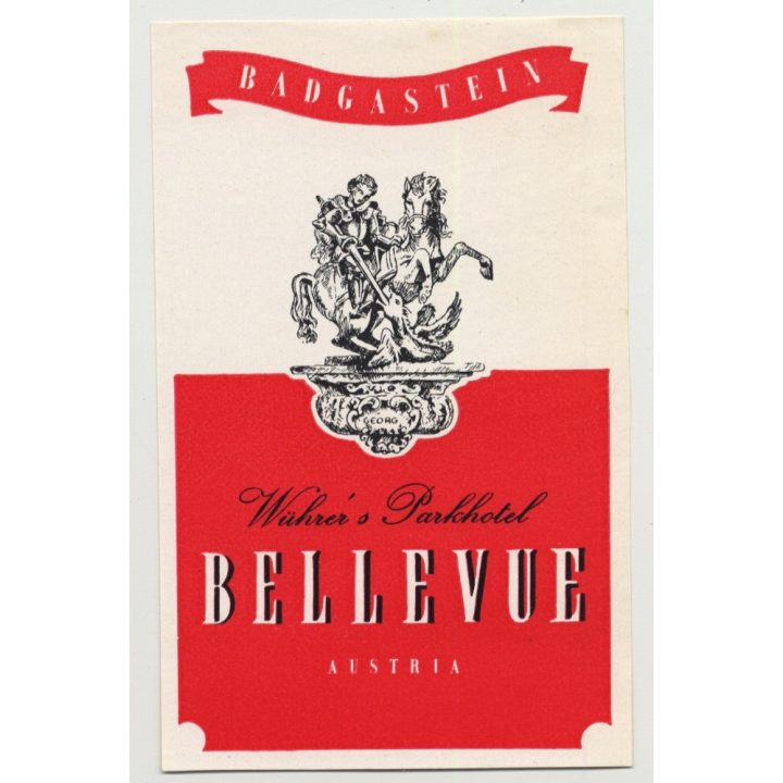 Wührer's Parkhotel Bellevue - Bad Gastein / Austria (Vintage Luggage Label)