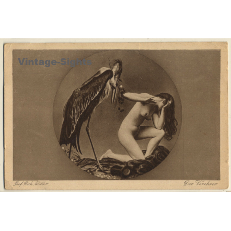 Richard Müller: Der Verehrer / Erotic Nude Art (Vintage PC ~1910s/1920s)