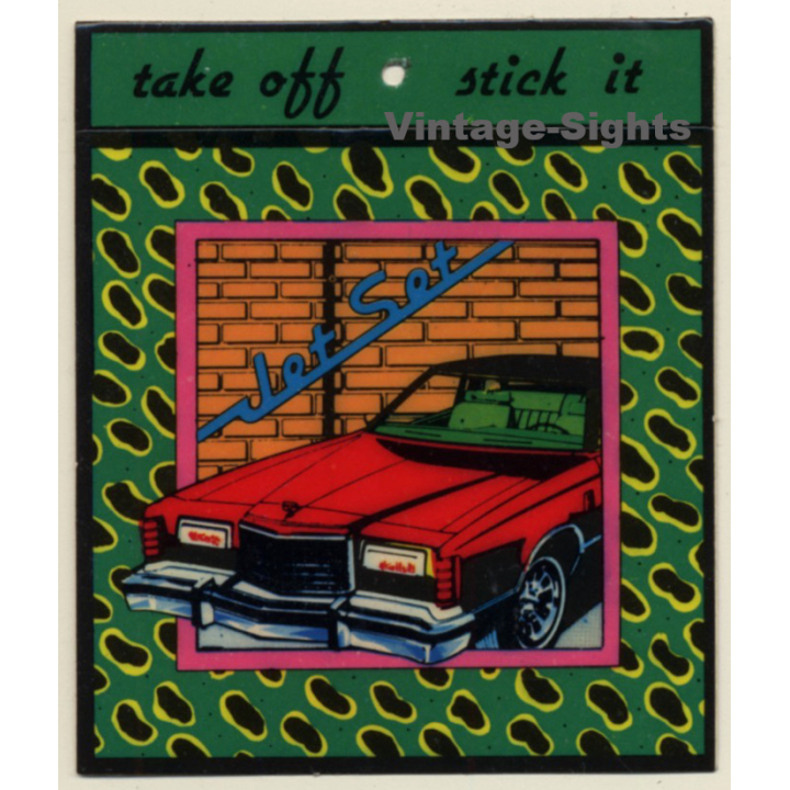 Vintage Jet Set Fashion Label Sticker / Decal  - Car (Switzerland  1980s)