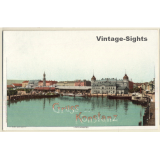 Gruss Aus Konstanz / Landungsteg - Hafen (Vintage Litho PC 1900s)