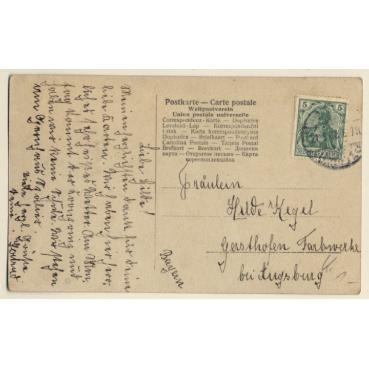 F.Manger - Cologne: Stunning Portrait Of Girl (Vintage Hand Tinted RPPC 1908)