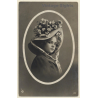 Nice Portrait Of Young Girl With Fancy Flower Hat (Vintage Hand Tinted RPPC 1910s)