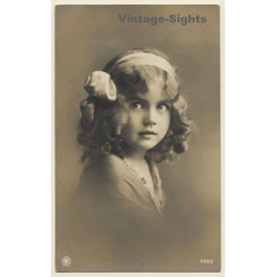 Portrait Of Sweet Baby Girl With Hairband (Vintage RPPC 1910s)