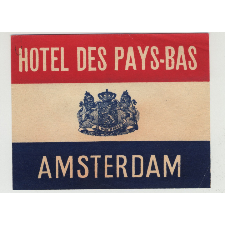 Hotel Des Pays-Bas - Amsterdam / Nehterlands (Vintage Luggage Label)
