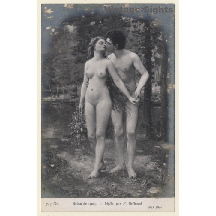 F. Brillaud: Idylle / Salon De 1905 - Nude Couple (Vintage RPPC)